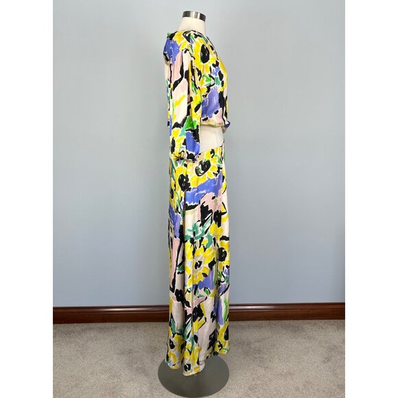 ASOS Edition Womens Blouson Sleeve Cut Out Midi Dress Oversized Floral Print 12 - Picture 9 of 16